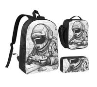 YQxwJL Lot de 3 sacs à dos monochromes avec boîte à déjeuner et trousse à crayons pour voyage, travail, camping - Unisexe