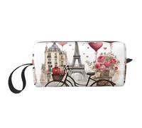 YQxwJL Love Paris Tower Trousse de maquillage portable pour femme Motif cœur Café vin Parfum vélo, blanc, One Size