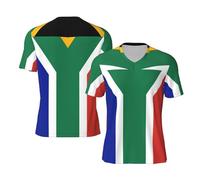 YQxwJL Maillot de football pour homme, taille inclusive, motif drapeau de l'Afrique du Sud, pour jeux et cadeaux, Noir , M