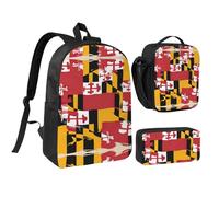 YQxwJL Maryland Lot de 3 sacs à dos avec boîte à déjeuner et trousse à crayons pour voyage, travail, camping Unisexe