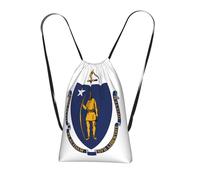 YQxwJL Massachusetts State Flag Print Sac à dos pliable avec cordon de serrage Grande capacité Sac de sport Sac de piste pour femmes hommes