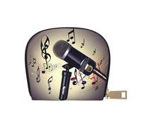 YQxwJL Microphone avec imprimé notes de musique, porte-cartes de crédit, petit portefeuille pour femmes et hommes, blanc, One Size