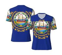 YQxwJL New Hampshire State Flag Print Big and Tall Football Shirts for Men, Inclusive Size Football Jersey Men for Games and Gifts, Noir , 4XL