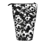 YQxwJL Noir Et Blanc Motif De Football Impression Télescopique Crayon Pochette Sac Pop Up Crayon Stand Up Porte-Stylo Mignon Sac Pour Adultes