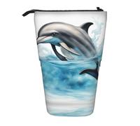 YQxwJL Ocean Dolphin Looking At You Print Télescopique Crayon Pouch Sac Pop Up Crayon Case Stand Up Pen Holder Mignon Stylo Sac pour Adultes