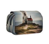 YQxwJL Old Lighthouse-standard-scale-2_00x Trousse à crayons imprimée Grande capacité portable avec fermeture éclair pour bureau maison, Noir/blanc, One Size, Morden