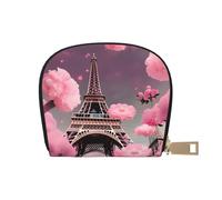 YQxwJL Paris Street Tour Eiffel Porte-cartes de crédit avec imprimé floral rose pour femme et homme, blanc, One Size