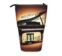 YQxwJL Piano Violon et Notes de Musique Impression Télescopique Crayon Pochette Pop Up Pencil Étui Stand Up Porte-Stylo Mignon Sac pour Adultes