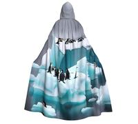 YQxwJL Pingouins sur l'iceberg imprimé Halloween Cape à capuche pour adulte homme femme magicien vampire chevalier déguisement