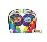YQxwJL Porte-cartes de crédit imprimé cerveau gauche et droit - Petit portefeuille pour cartes de crédit pour femme et homme, blanc, One Size