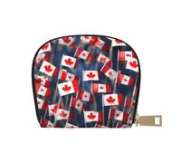 YQxwJL Porte-cartes de crédit imprimé de nombreux petits drapeaux canadiens, petit portefeuille pour cartes de crédit pour femmes, organiseur de cartes de crédit pour homme, blanc, One Size