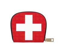 YQxwJL Porte-cartes de crédit imprimé drapeau suisse, petit portefeuille pour femmes et hommes, blanc, One Size