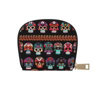 YQxwJL Porte-cartes de crédit imprimé tête de mort mexicaine, petit portefeuille pour femmes et hommes, blanc, One Size