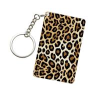 YQxwJL Porte-clés en acrylique imprimé peau de léopard, forme rectangulaire, accessoires ornementaux, porte-clés, cadeau pour ami