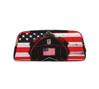 YQxwJL Red Line Trousse à crayons grande capacité avec fermeture éclair en cuir durable Motif drapeau des États-Unis