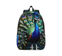 YQxwJL Ridge Sac à dos en toile pour ordinateur portable Motif montagne Bleu Sac de voyage décontracté en plein air Sac à dos pour livres pour hommes et femmes, Beau paon, S