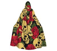 YQxwJL Robe de carnaval avec imprimé rose et tête de mort - Cadeau pour homme et femme - Cape médiévale avec capuche
