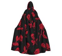 YQxwJL Robe de carnaval avec imprimé tête de mort et rose - Cadeau pour homme et femme - Cape médiévale avec capuche