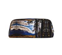 YQxwJL Rocky Mountain Range Trousse à crayons grande capacité avec fermeture éclair en cuir durable pour bureau, voyage