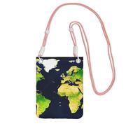 YQxwJL Sac à bandoulière imprimé carte du monde pour homme et femme, mini porte-monnaie décontracté, sac de téléphone antivol pour randonnée, voyage, rose, Taille unique