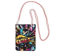 YQxwJL Sac à bandoulière imprimé de style graffiti musical pour homme et femme, mini porte-monnaie décontracté, sac de téléphone antivol, pour randonnée, voyage, rose, Taille unique