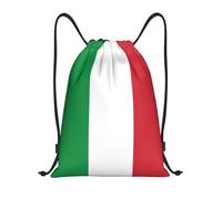 YQxwJL Sac à dos avec cordon de serrage imprimé drapeau italien pour yoga, voyage, sports de plein air, noir, M
