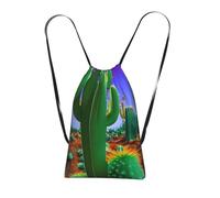 YQxwJL Sac à dos pliable avec cordon de serrage imprimé cactus désert de grande capacité pour homme et femme