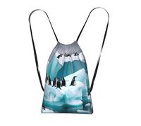 YQxwJL Sac à dos pliable avec cordon de serrage imprimé pingouins sur l'iceberg, grande capacité, sac de sport pour homme et femme