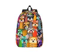 YQxwJL Sac à dos pour ordinateur portable en toile avec imprimé roses roses Sac de voyage décontracté en plein air Sac à dos pour livres pour hommes et femmes, Chiens Schnauzer mignons à l'huile, S