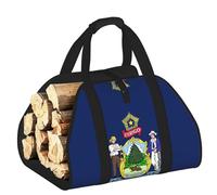 YQxwJL Sac de transport de bûches en bois Oxford 600D résistant et imperméable avec poignée renforcée Motif drapeau de l'État du Maine