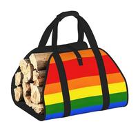 YQxwJL Sac de transport pour bûches de bois de chauffage Oxford 600D résistant et imperméable avec poignée renforcée Motif arc-en-ciel
