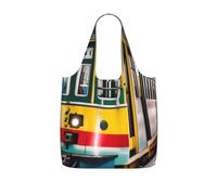 YQxwJL Sac fourre-tout pliable à imprimé de tramway de Lisbonne, réutilisable, résistant aux déchirures, pour le travail, les voyages, capacité de 25 l, noir, One Size, Sacs à dos fourre-tout