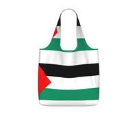 YQxwJL Sac fourre-tout pliable avec imprimé drapeau de la Palestine - Réutilisable - Résistant aux déchirures - Pour le travail et les voyages - Capacité de 25 l, noir, One Size, Sacs à dos