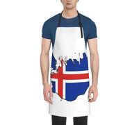 YQxwJL Tablier avec poches pour homme et femme, motif carte du drapeau de l'Islande, tablier réglable adapté pour les chefs, serveurs, pâtisseries