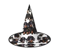 YQxwJL Teckel Weiner Chapeau de sorcière d'Halloween avec imprimé chien pour décoration de jardin