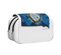 YQxwJL Trousse à crayons avec fermeture éclair - Grande capacité - Motif drapeau du Dakota du Sud - Pour le bureau et la maison