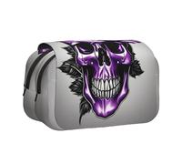 YQxwJL Trousse à crayons avec fermeture éclair - Grande capacité - Motif roses et têtes de mort - Pour le bureau et la maison, Noir/blanc, One Size, Morden