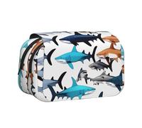 YQxwJL Trousse à crayons avec motif requins - Grande capacité - Portable - Avec fermeture éclair - Pour le bureau et la maison