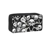 YQxwJL Trousse à crayons avec motif tête de mort - Grande capacité - Résistante à l'usure - Pour le maquillage de bureau