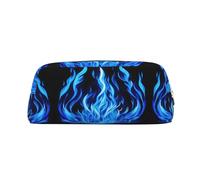 YQxwJL Trousse à crayons de grande capacité avec fermeture éclair - En cuir durable - Imprimé flamme indigo - Pour le bureau, les voyages
