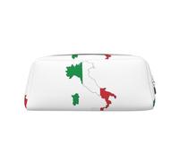 YQxwJL Trousse à crayons de grande capacité avec fermeture éclair - En cuir durable - Motif carte du drapeau italien - Pour le bureau, les voyages
