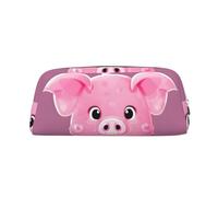 YQxwJL Trousse à crayons de grande capacité avec fermeture éclair - En cuir durable - Motif cochon rose - Pour le bureau et les voyages
