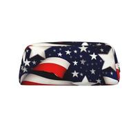 YQxwJL Trousse à crayons de grande capacité avec fermeture éclair - En cuir durable - Motif drapeau américain et étoiles - Pour le bureau, les voyages