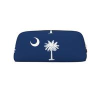 YQxwJL Trousse à crayons de grande capacité avec fermeture éclair - En cuir durable - Motif drapeau de la Caroline du Sud - Pour le bureau, les voyages