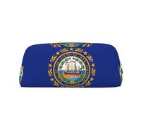 YQxwJL Trousse à crayons de grande capacité avec fermeture éclair - En cuir durable - Motif drapeau de l'État du New Hampshire - Pour le bureau, les voyages