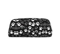 YQxwJL Trousse à crayons de grande capacité avec fermeture éclair en cuir durable Motif empreintes de pattes Noir et blanc