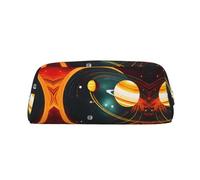 YQxwJL Trousse à crayons de grande capacité avec fermeture éclair - En cuir durable - Motif Jupiter Saturne - Pour bureau, voyage