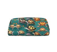 YQxwJL Trousse à crayons de grande capacité avec fermeture éclair - En cuir durable - Motif tortues de mer - Pour le bureau, les voyages