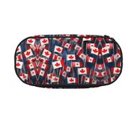 YQxwJL Trousse à crayons de grande capacité avec imprimé de nombreux petits drapeaux canadiens, couleur noire, trousse à crayons pour bureau, université