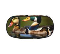 YQxwJL Trousse à crayons de grande capacité avec imprimé deux canards colverts - Noir